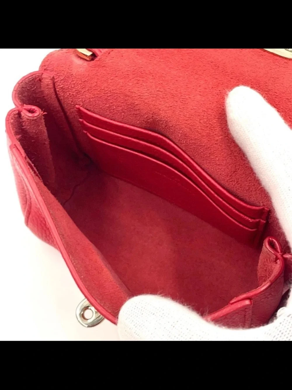 Mulberry Red Pebbled Leather Mini Crossbody with Chain Strap